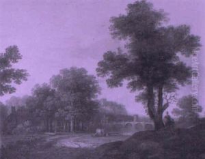 Figures And Cattle Near Ruins In An Italianate Landscape by George Cuitt the Younger