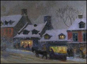 The Bird Shop, St. Lawrence Street (+ Study Of Same, Charcoal &amp; Pastel On Paper, Smaller; 2 Works) by Maurice Galbraith Cullen