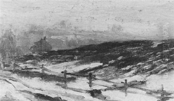 Quebec Winter Road And Snake Fence - view 1