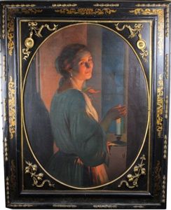 A Woman Holding A Candle In An Interior Setting