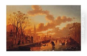 Ice Skating At Sunset