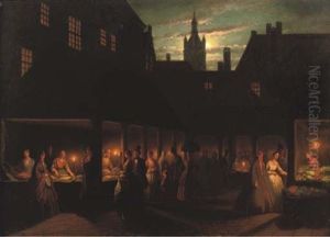 A Busy Evening Market In Rotterdam by Johann Mongels Culverhouse