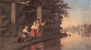 Children Playing By A River Children Playing By A River