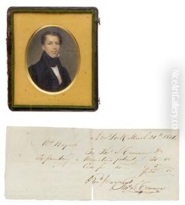 Portrait Of Joseph S. James Wearing Black Jacket, Waistcoat And Cravat, Brown Side-combed Hair by Thomas Seir Cummings