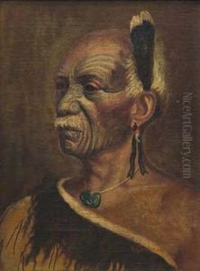 Maori Chieftain With Huia Feather Behind His Ear