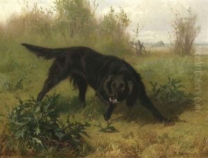 Auf Der Hatz - Schwarzer Setter Einen Hasen Witternd by Conradyn Cunaeus