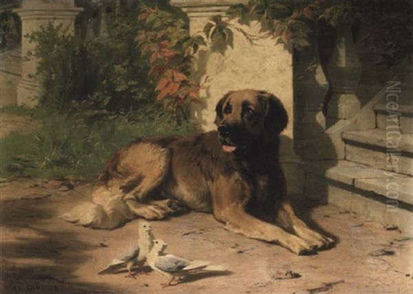 A Leonberger By The Steps Of A Country House - view 1