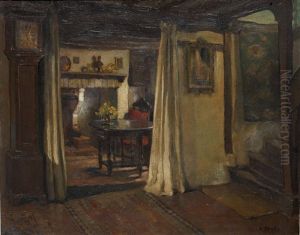 Interior Scene (+ Birthday Bouquet; 2 Works) by Nell Marion (nee Tenison) Cuneo