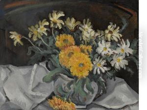 Still Life With Daisies And Chrysanthemums