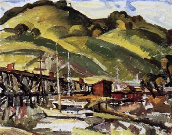 A Waterway And Town Below Mountains - view 1
