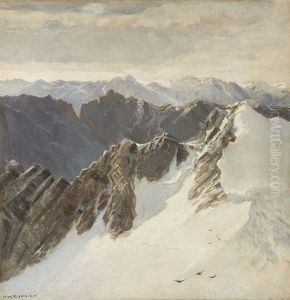 In Upper Regions - The Alps, Snow-capped Mountain Crest