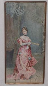 Elegant Lady With A Fan by Pierre Joseph Antoine