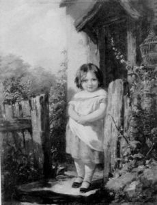Young Girl At A Cottage Gate by James Curnock