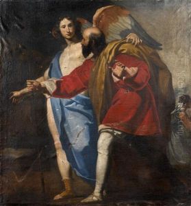 L'ange Guidant Loth A Fuir Sodome by Francesco Curradi