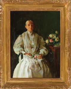 Portrait Of A Seated Woman With Flowers