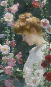 Hollyhocks And Sunlight