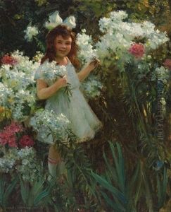 Sunshine And Flowers, Child With Phlox Sunshine And Flowers, Child With Phlox