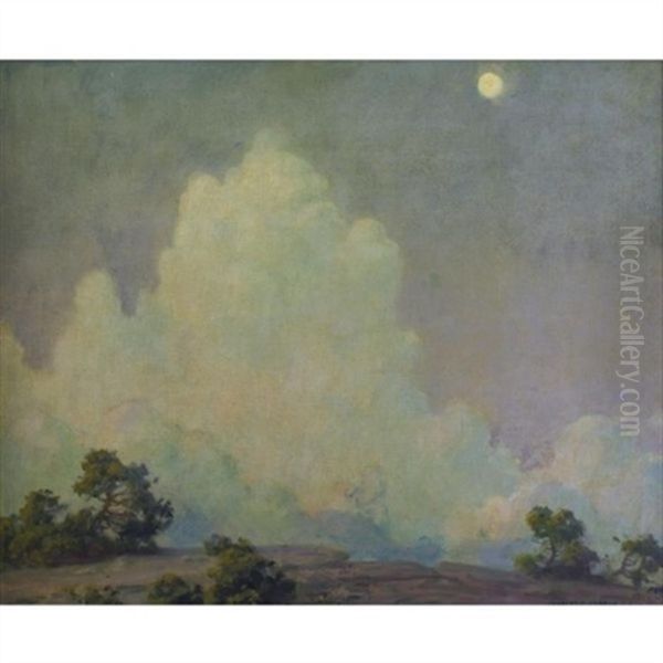 Evening Cloud And Rising Moon - view 1