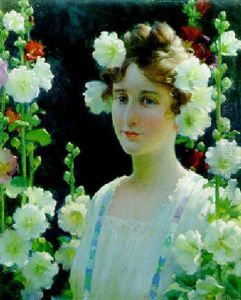 Among The Hollyhock by Charles Curran