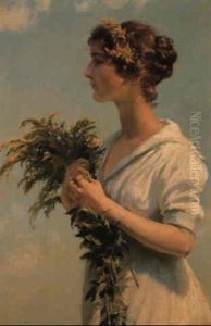 A Girl With Goldenrod by Charles Curran