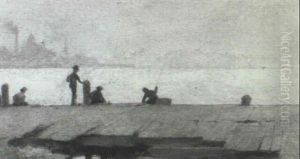 Pier Fisherman On New York Harbor