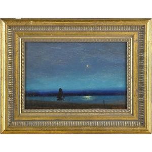 Starlit Seascape With Sailboat by Edward Wilson Currier