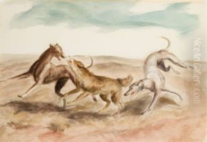 Hounds Catching A Coyote by John Steuart Curry