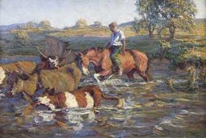 Boy And Cattle by John Steuart Curry