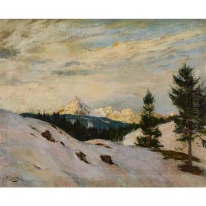 Winterabend In Den Alpen by Robert Franz Curry
