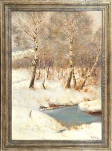 Winterlandschaft Mit Birken Am Bach Winterlandschaft Mit Birken Am Bach
