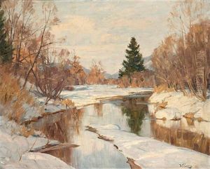 Kleine Winterliche Moorlandschaft Am Ammersee(?) by Robert Franz Curry