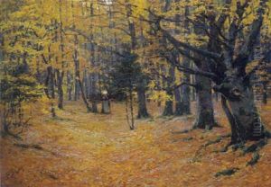 Reisigsammlerin Im Herbstlichen Buchenwald Reisigsammlerin Im Herbstlichen Buchenwald