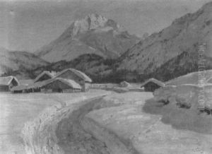 Einodhof Auf Dem Malojapass Im Winter by Robert Franz Curry