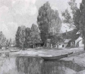 Bauernhauser Am Seeufer by Robert Franz Curry