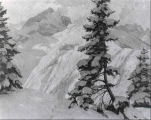 Verschneites Bergmassiv