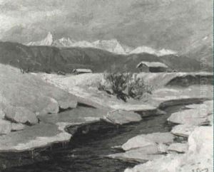 Winterliche Voralpenlandschaft Im Licht Der Aufgehenden Sonne