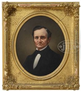 Pair Of Portraits Of Ezra Morgan And Hannah Nash Morgan by Calvin Curtis