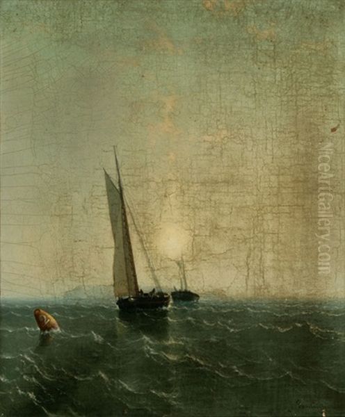 Sailboats Off The Coast, Sunrise - view 1