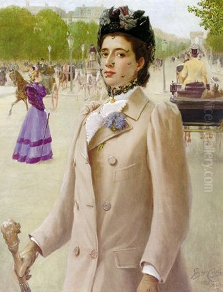 Portrait Of A Lady On The Champs Elysees - view 1