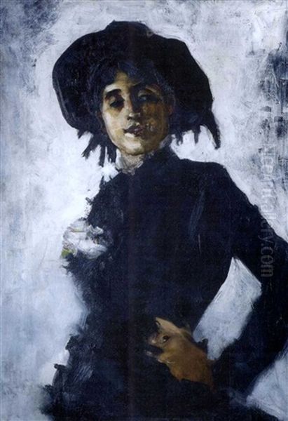 Portrait Of A Lady In A Black Hat - view 1