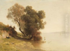 An Der Bucht Von Neapel, Mit Dem Vesuv In Der Ferne