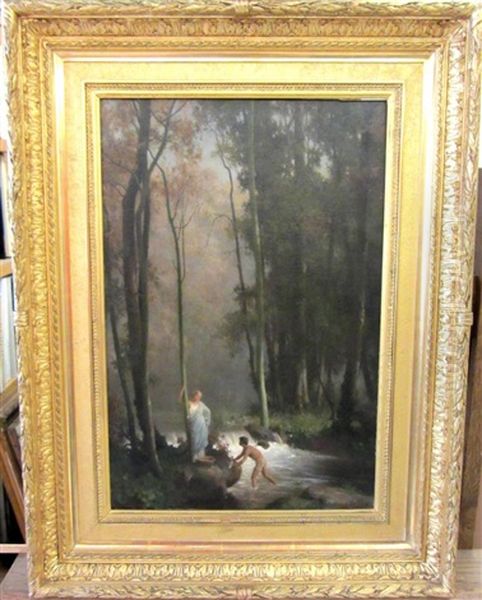 Nymphe Et Jeune Pecheur Au Bord De La Riviere - view 1