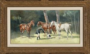 Jinete Y Caballos by Josep (Jose) Cusachs y Cusachs