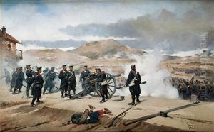 Fuerzas De Artilleria En La Batalla De Somorostro by Josep (Jose) Cusachs y Cusachs