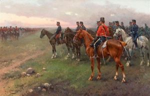 Militares A Caballo by Josep (Jose) Cusachs y Cusachs