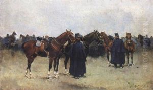 Soldados Con Caballos by Josep (Jose) Cusachs y Cusachs