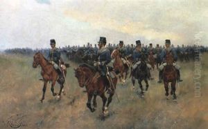 Mounted Cavalry by Josep (Jose) Cusachs y Cusachs