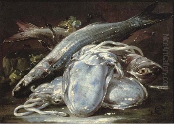Squid And Fish On A Ledge - view 1