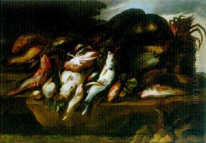 Still Life Of Sea Fish And Game by Gaetano Cusati