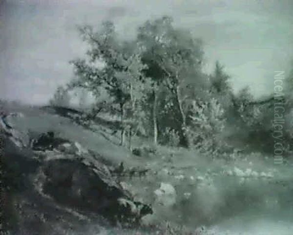 Autumnal Landscape With Pond And Cows - view 1